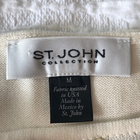 Cream St John knit top with embellishment sz med - Picture 3 of 6
